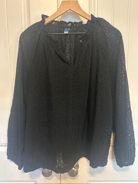 Black Embroidered Peasant Blouse - Brand: Old Navy